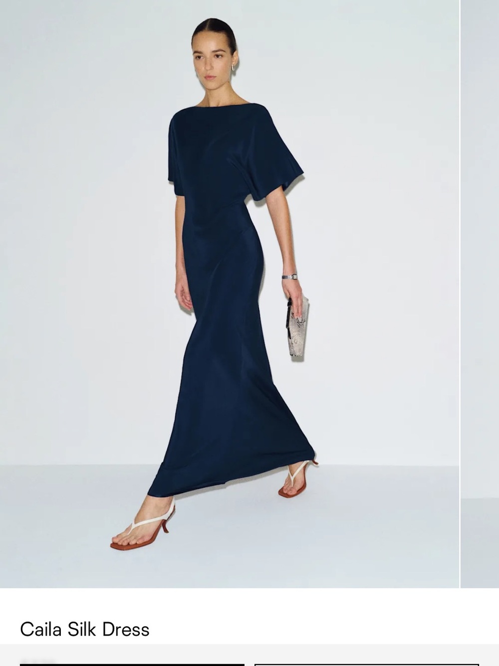Caila Silk Dress Reformation Navy